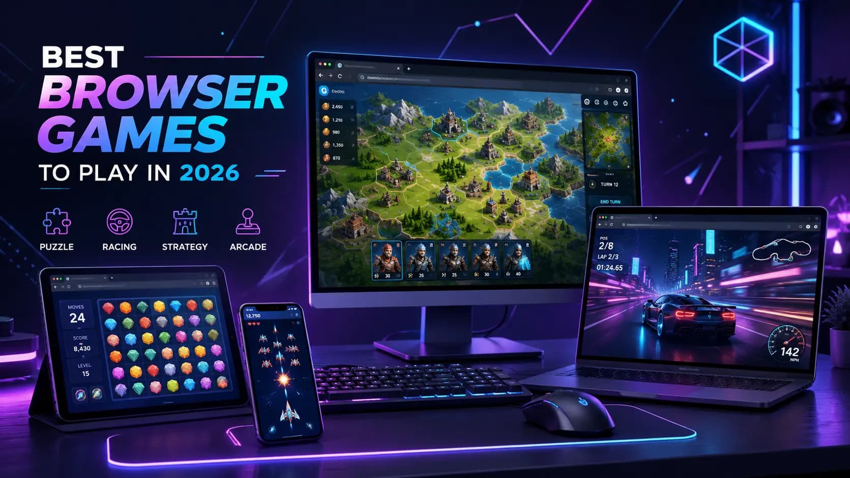 Computer Setup with best browser games in 2026.
