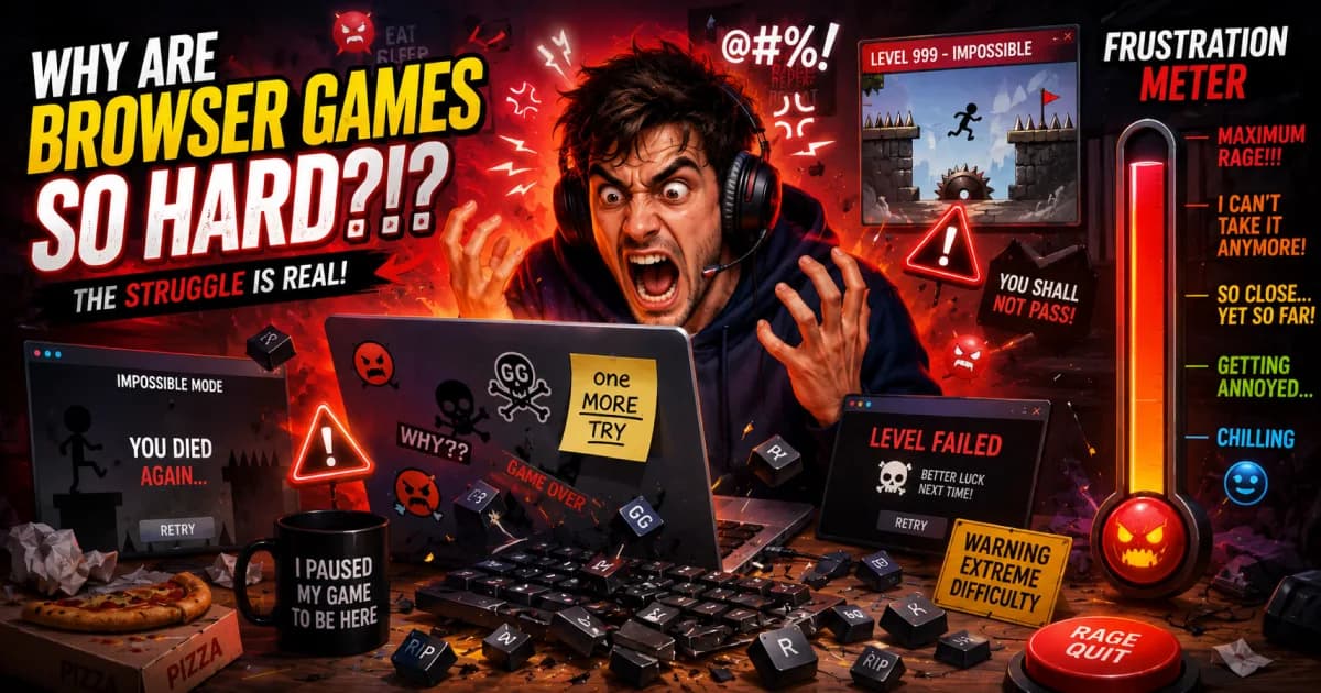 Player struggling with extremely difficult browser games